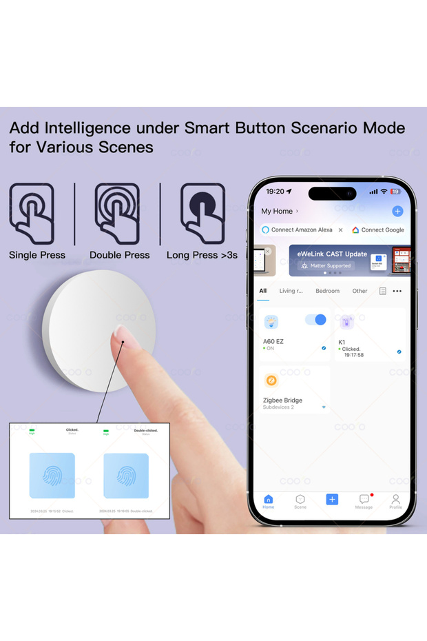 مفتاح مشهد زر ZigBee الجديد، زر ضغط جداري لاسلكي ذكي يعمل مع ZigBee... - 3