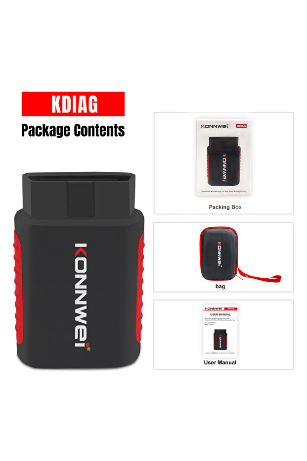 جهاز فحص أعطال السيارات KDIAG KONNWEI OBD، اتصال بلوتوث، تطبيق KDIAG، مسح رموز الأعطال، الصيانة