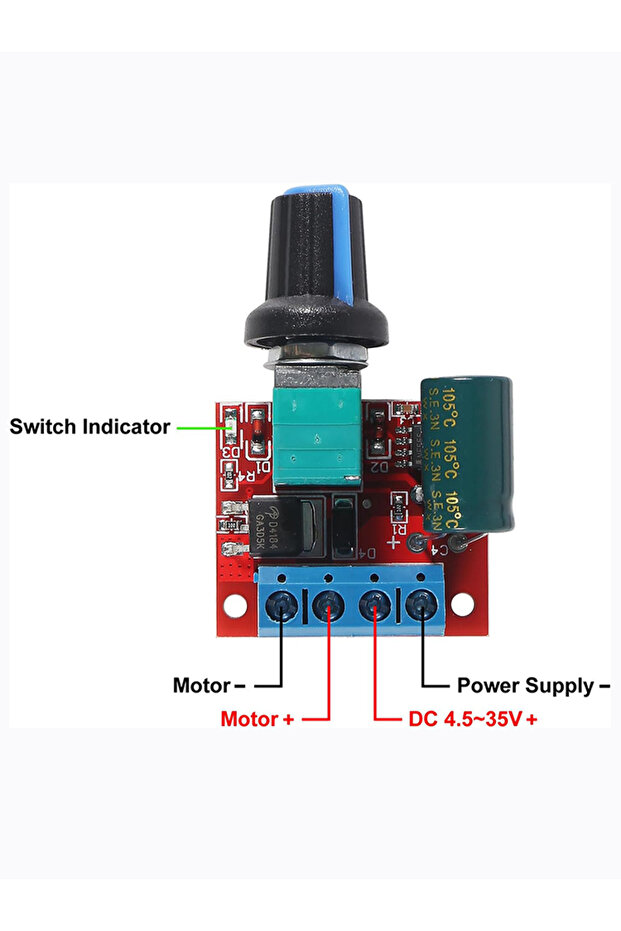 Mini DC Motor PWM Speed Controller,5A Speed Adjustable Switch Module,Variable Voltage Regulator D... - 8