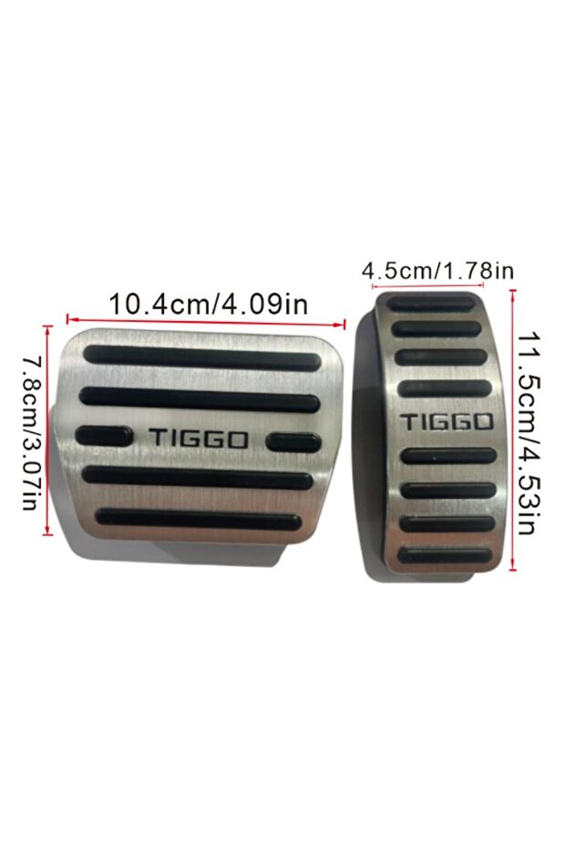 AT Silver 2 pcs Car Accelerator Fuel Brake Pedals Cover Mat Accessories 2016~2024 Tiggo 7 8 Pro Plus