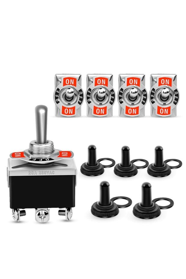 5pcs 5pcs Latching Heavy Duty Rker Toggle Switch 20A 125V AC DPDT 3 Positi 6 Pins ON/Off/ON Switch w