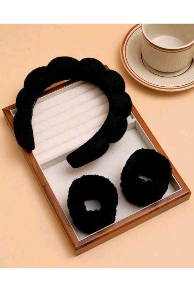 Women's Towel Fabric Curved Spa Makeup Crown and Face Wash Bracelet Set