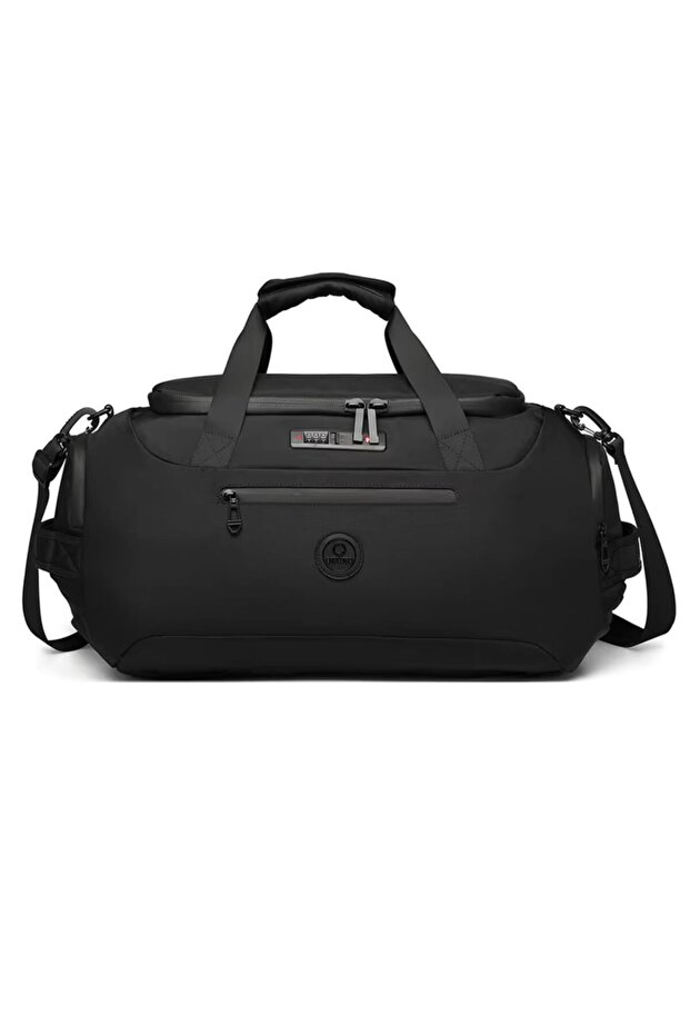 Waterproof Oxford Duffel Bag with Shoe Compartment, 40L, Lightweight Weekend Gym for Men, Black 9651