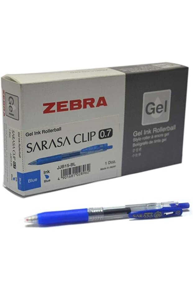 Zebra 0.7 Sarasa Clip Gel Ink Rollerball Pen 12 Pieces Set - Blue