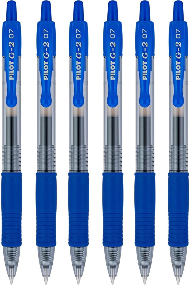 G2 Premium Refillable & Retractable Rolling Ball Gel Pens, 0.7mm Fine Point, Blue Ink, 6 Count