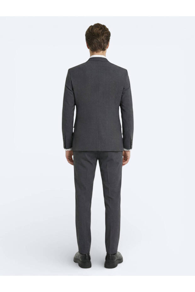 بدلة من مزيج الصوف العادي باللون الأنثراسيت - 4