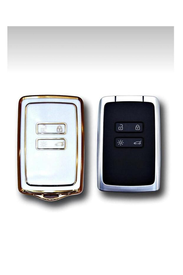 Lux 1. Quality Megane 4 Remote Control Case White Gold Auto Key Case
