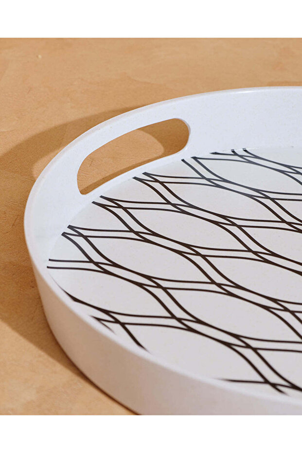 Grey Bamboo Round Serving Tray - 2