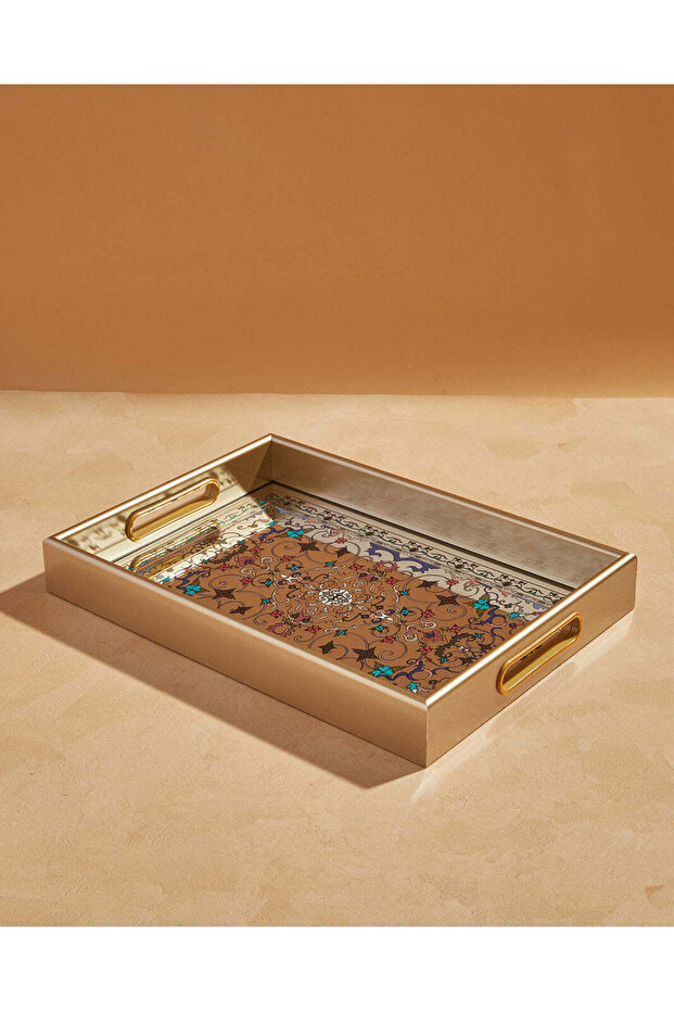 Gold Geometric Rectangle Serving Tray – Small - 3