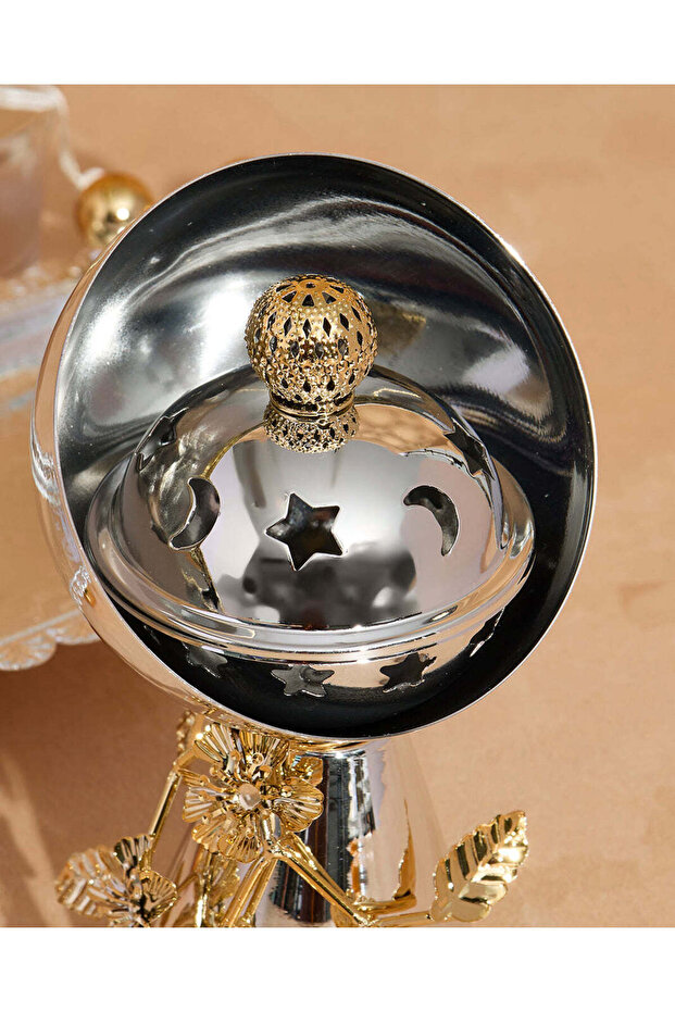 طقم صينية تقديم فضية مع وعاء وموزع عطر - 6