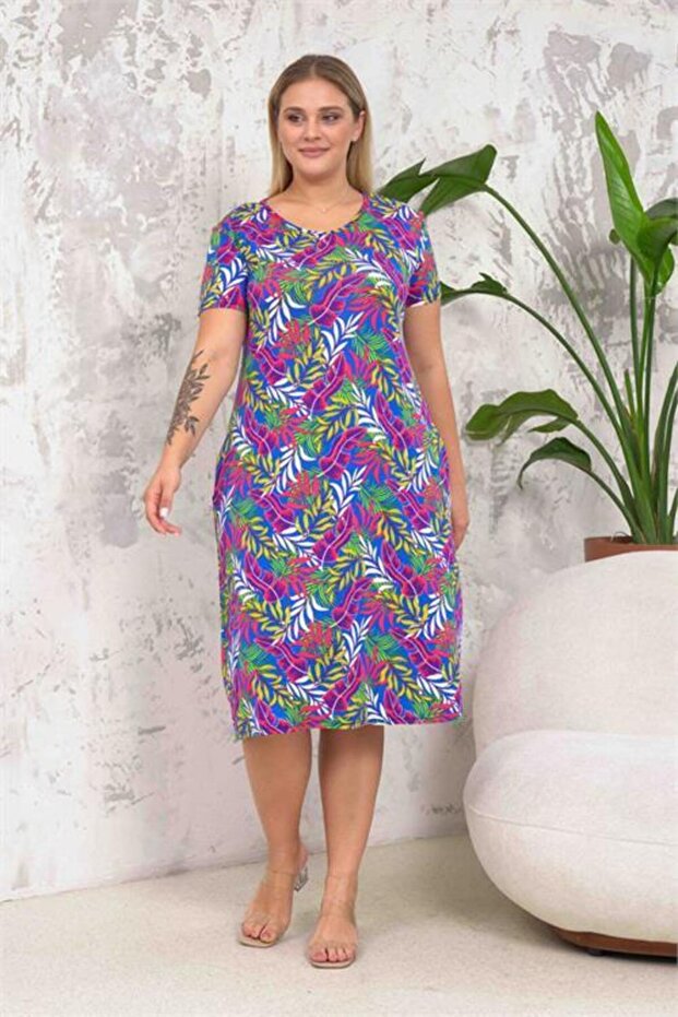 rochie de damă Leaf cu model mărime mare DPA045 - 2