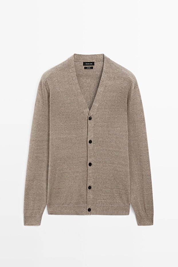 Linen button-down knit cardigan - 5