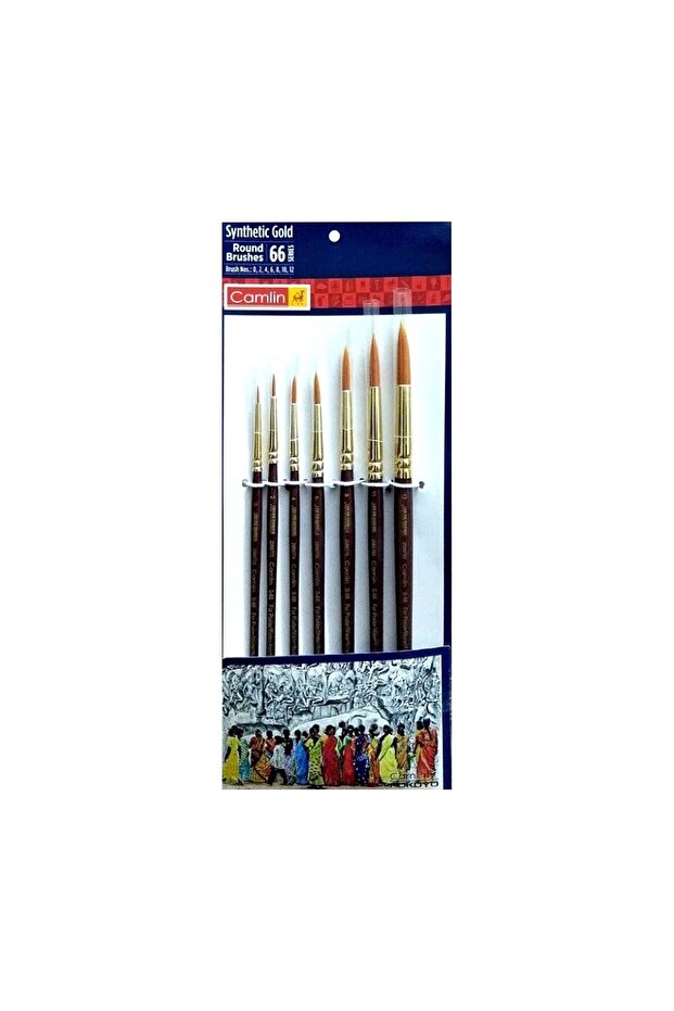 Synthetic Gold Hair Round Brush 7pcs Set 66 Series