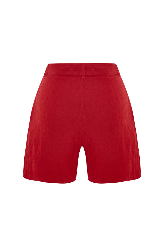 KEMERLİ KETEN ŞORT - 5