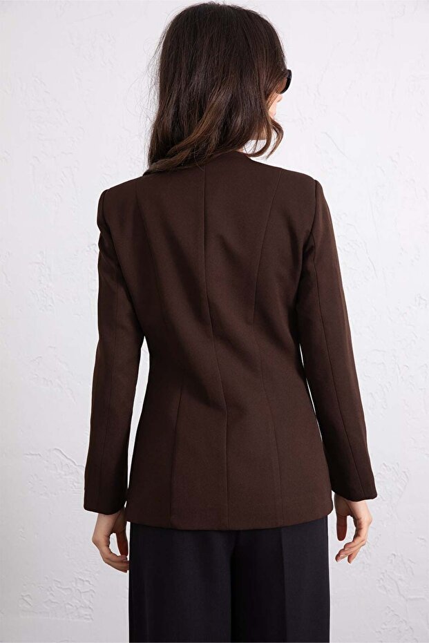 سترة بليزر بأزرار ذهبية بني - 1337 - 6