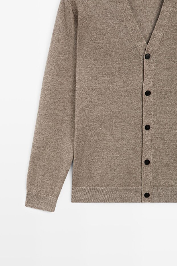 Linen button-down knit cardigan - 7