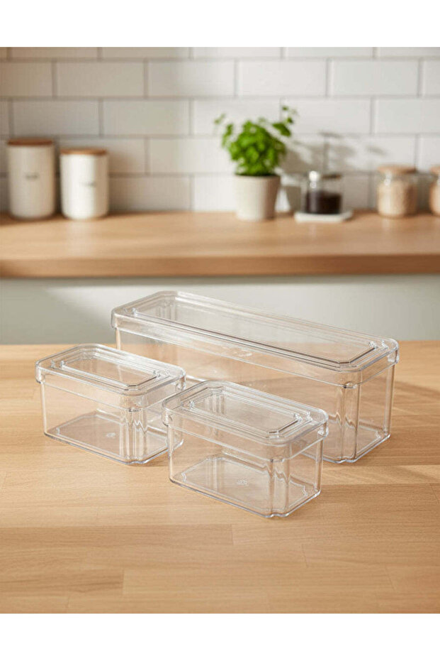سلة تخزين مستطيلة شفافة - 1
