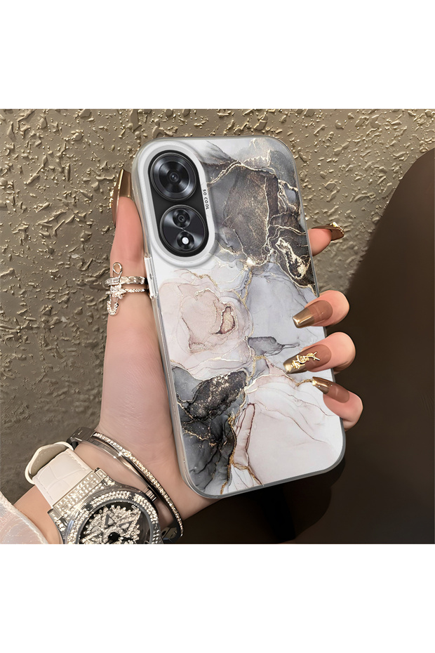 Oppo A60 Compatible Silicone Edge Hard Back Anti-Fall Butterfly Patterned Phone Case