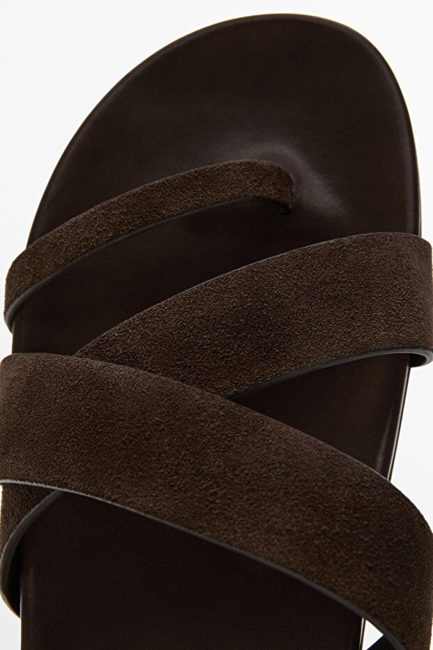 Askılı deri sandalet - 5