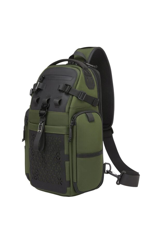 9844 Water-Resistant Oxford Tactical Anti-Theft Sling Bag, 40x14x22cm, Large Capacity, Green