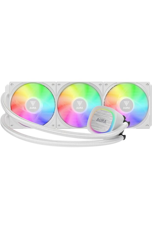 Aura GL360 V2, 360mm CPU Liquid Cooler w/PWM Fans, ARGB AIO Water Cooling System, Hidden Cab