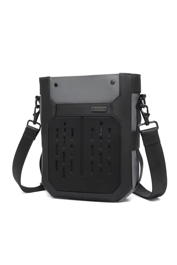 Water-Resistant Oxford Sling Messenger Crossbody Bag, Magnetic Closure, Anti-Theft, Grey, 9783