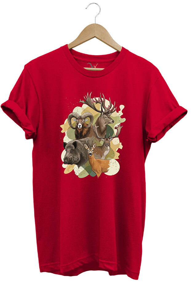 Hunting Outdoor Animals Hog Deer Printed Basic Regular Fit T-Shirt