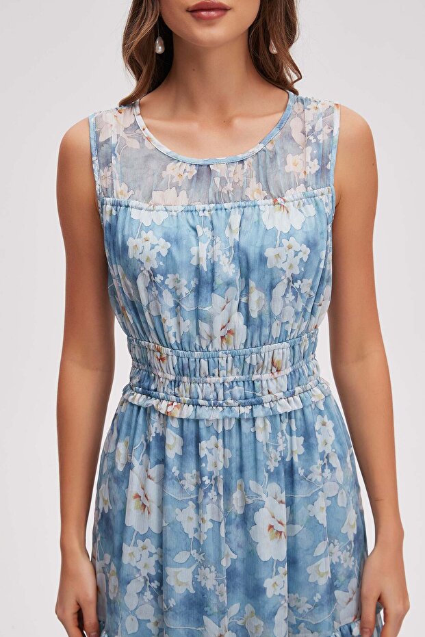 فستان ماكسي بدون أكمام منقوش - 5