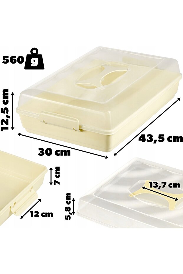 Rectangular Plastic Container for Cakes, Pastries, Cake Box, Large - 2
