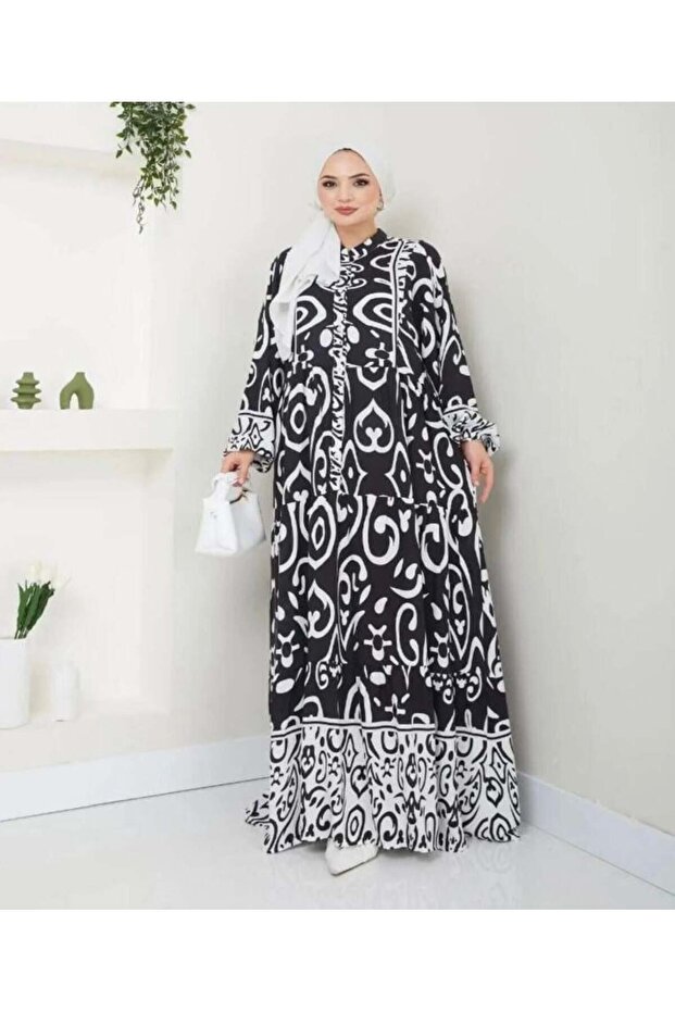 Women's Ethnic Patterned Dress Black