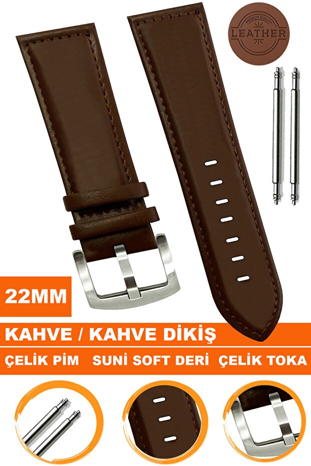 Soft Leather Watch Band Strap Compatible with 22mm Watches Al11Soft22Mm