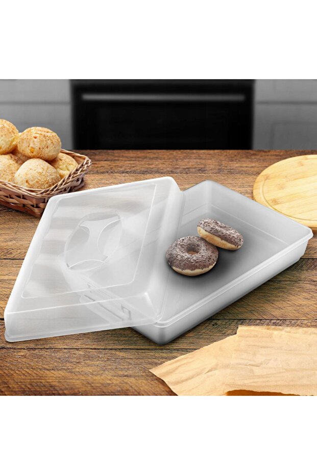 Rectangular Plastic Container for Cakes, Pastries, Cake Box, Large - 6