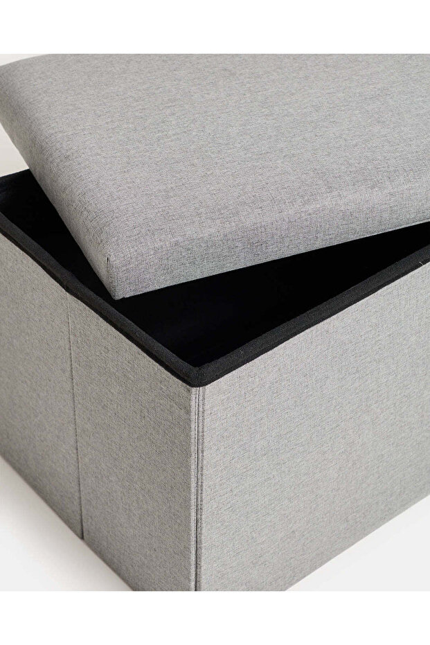 Grey Foldable Storage Ottoman - 3