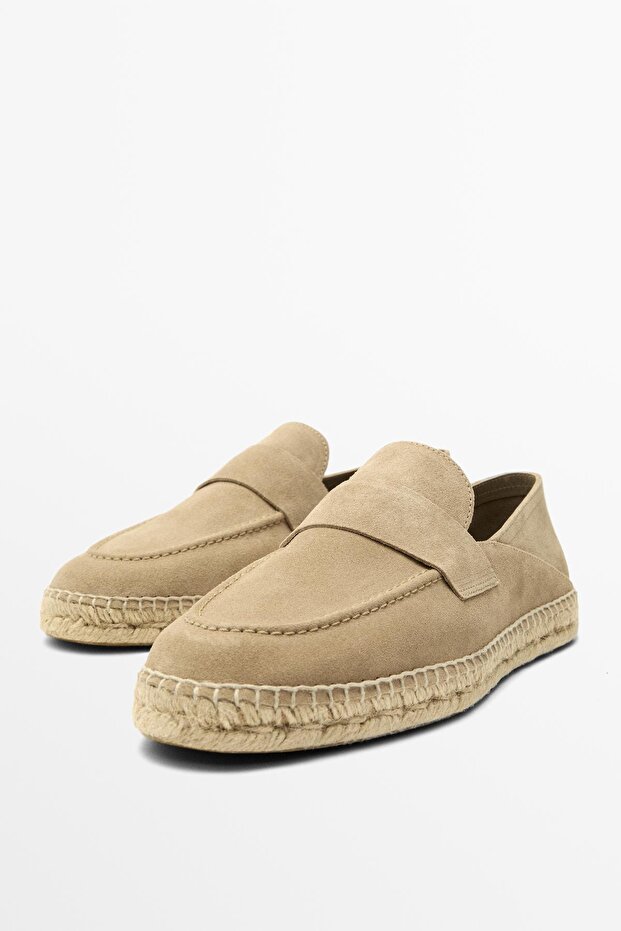Deri süet espadril - 2
