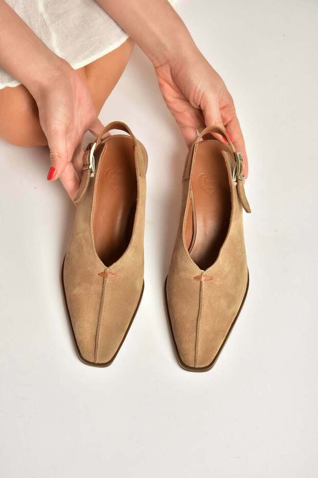 Y654307302 Taupe Genuine Leather Suede Block Heel Western Shoe