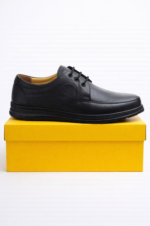 Genuine Leather Orthopedic Gel Sole Soft Daily Men's Black Transitional Casual Dad Shoes