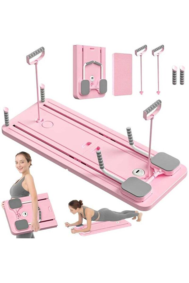 5-in-1 Foldable Pilates Reformer Board, Multi-Purpose Home Workout Machine with Timer