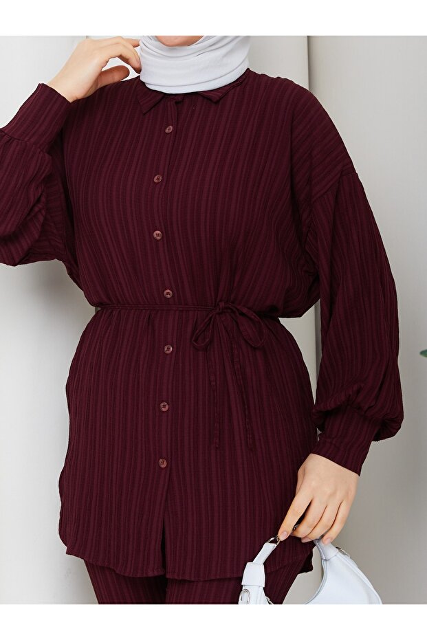 طقم لارا قماش مزدوج بأزرار - 7