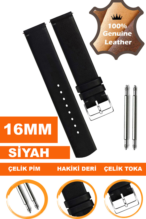 Genuine Leather Watch Band Strap Compatible with 16mm Watches L04Mk-16Mm