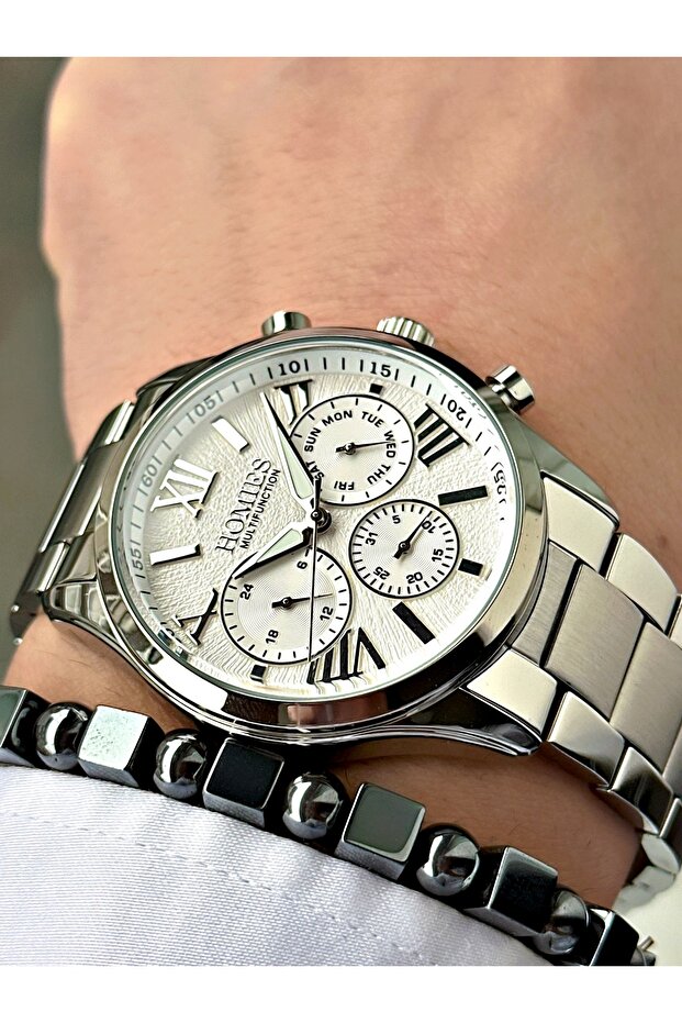 Silver Color Functions Active Original Men's Wrist Watch + Bracelet