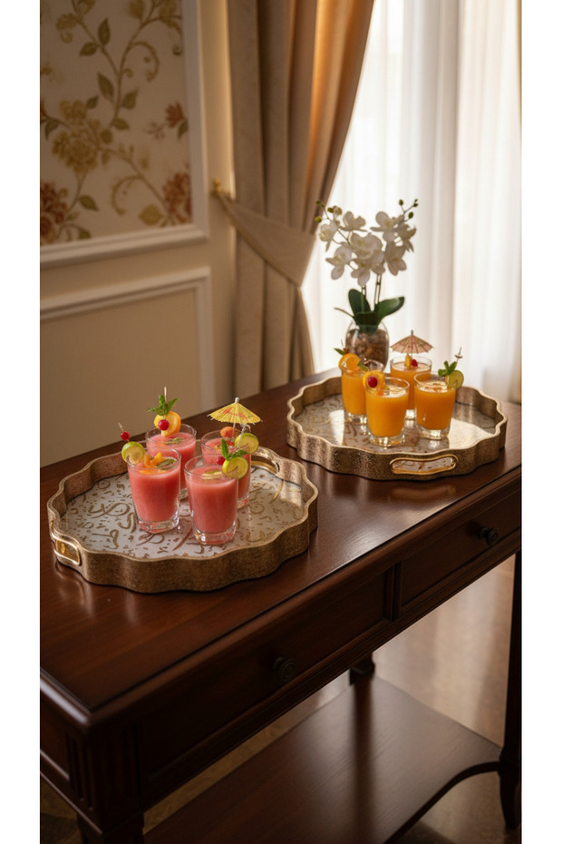 Versatile serving tray set with a unique design - 6