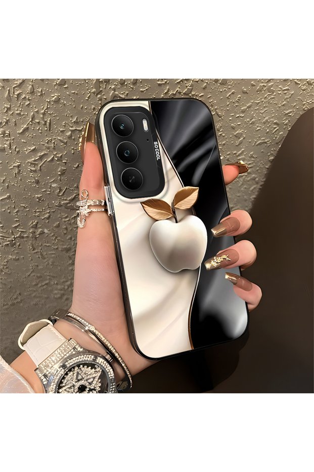 Realme 14X Compatible Silicone Edge Hard Back Anti-Fall Phone Case Apple Patterned