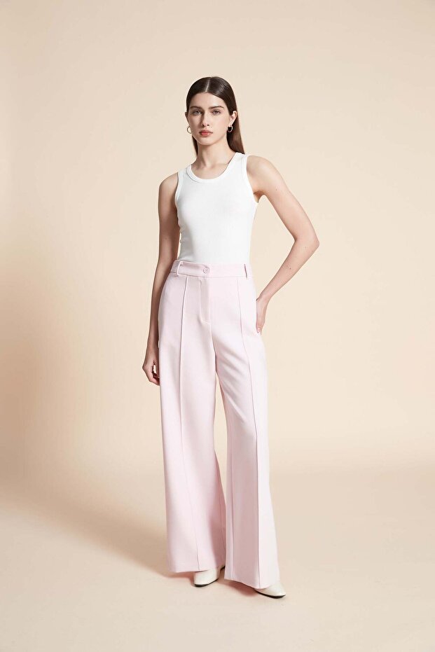 Long plain straight-cut trousers