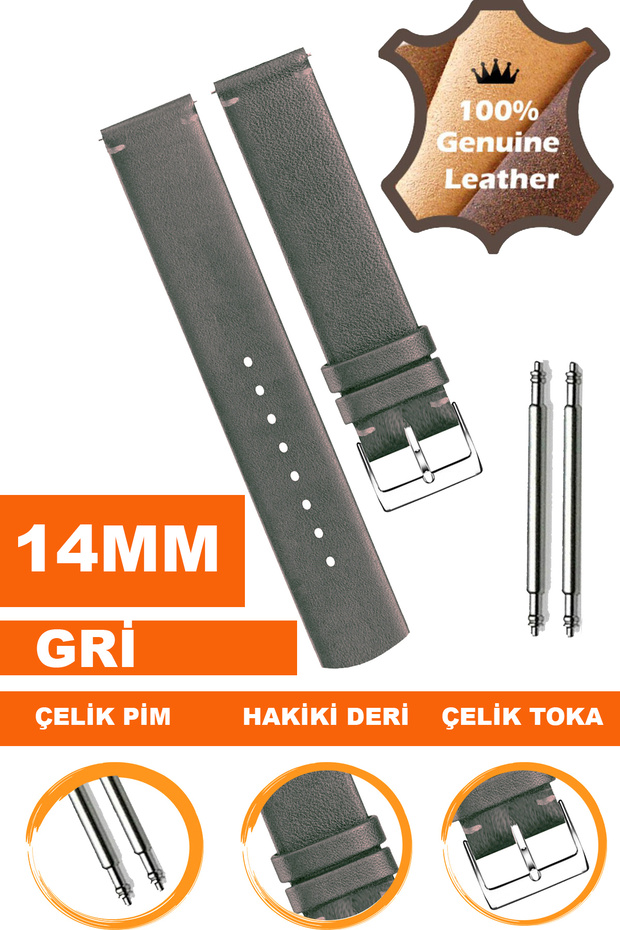 Genuine Leather Watch Band Strap Compatible with 14mm Watches L04Mk-14Mm