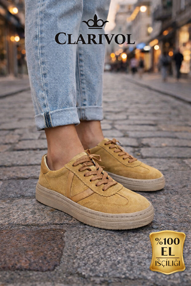 Süet Deri Kadın Sneaker - 1