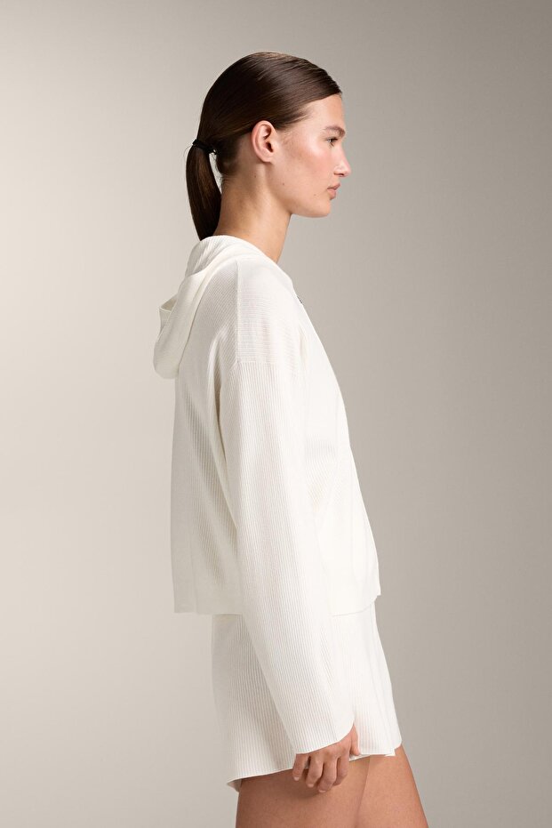 Kapüşonlu örgü ceket - 5