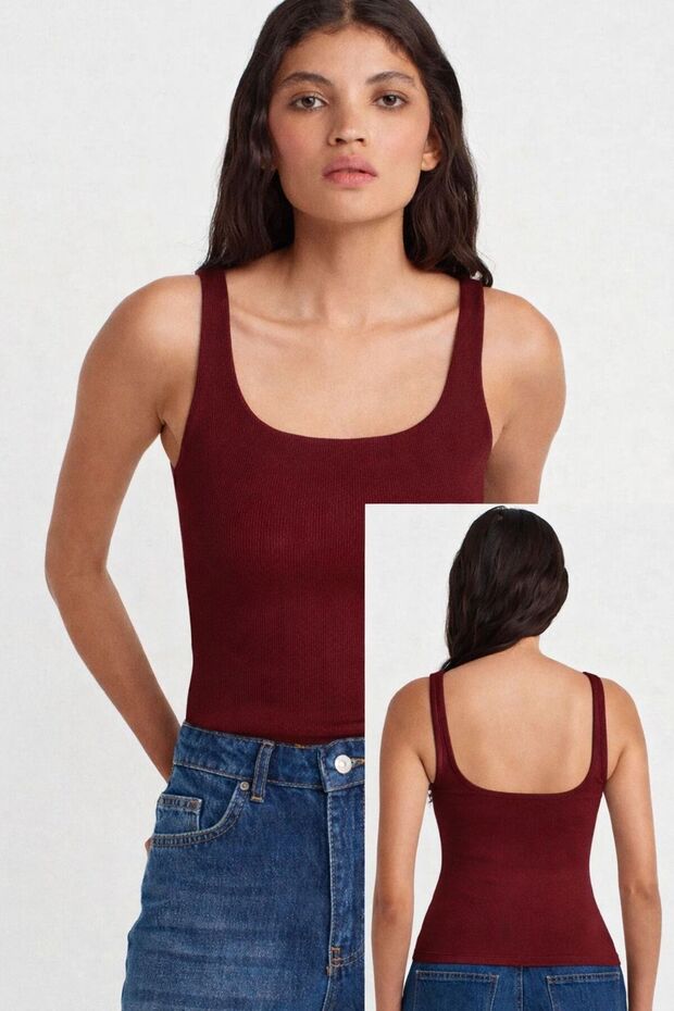 21057 Askılı Atlet-Bordo - 2