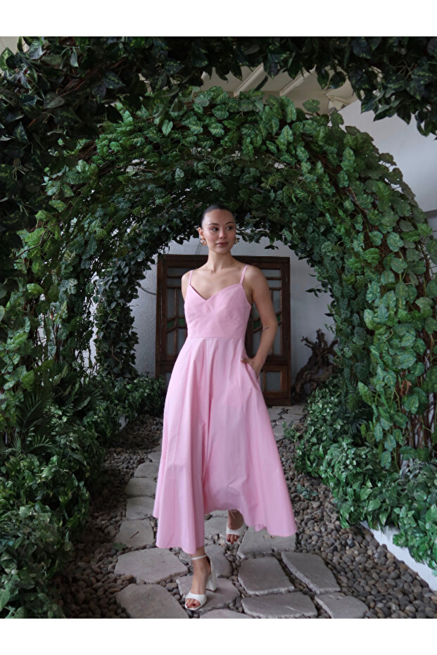 FLOWER POPLİN ELBİSE - 5