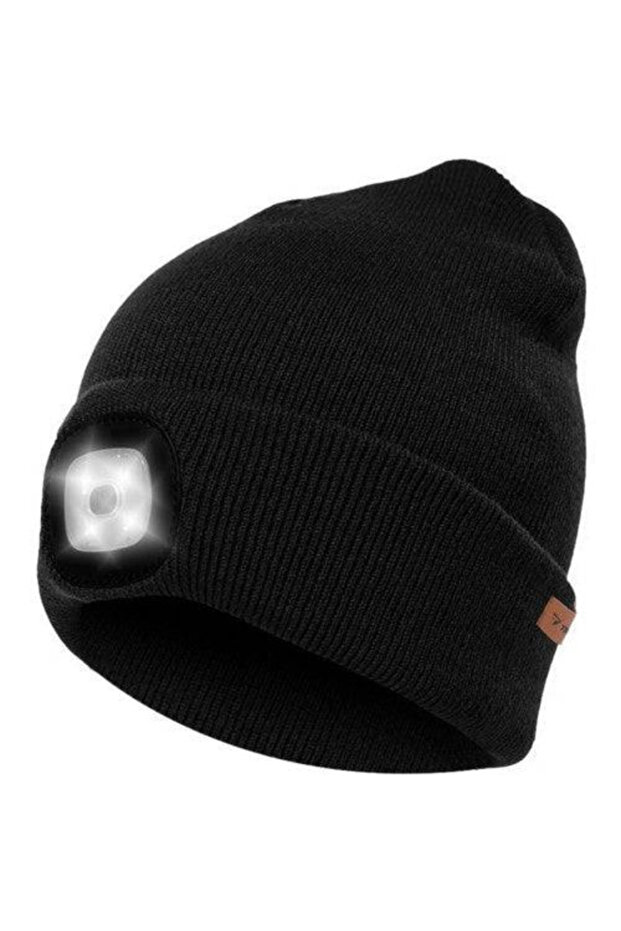 Hat/Headscarf with LED Flashlight, Black - 1