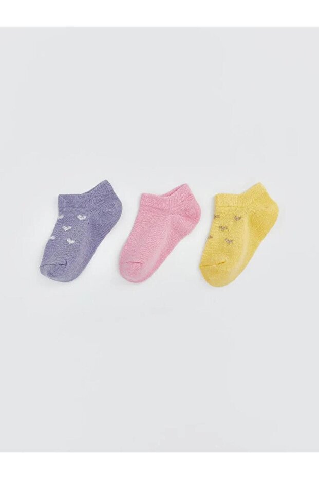 Kalp Printed Baby Girl Booties Socks 3-Pack (S6)